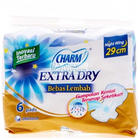 CHARM Sanitary Napkins Extra Dry Night Wings 29cm 6s